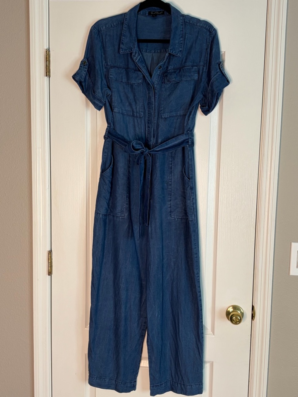 Velvet Heart Dark Blue Denim Utility Jumpsuit